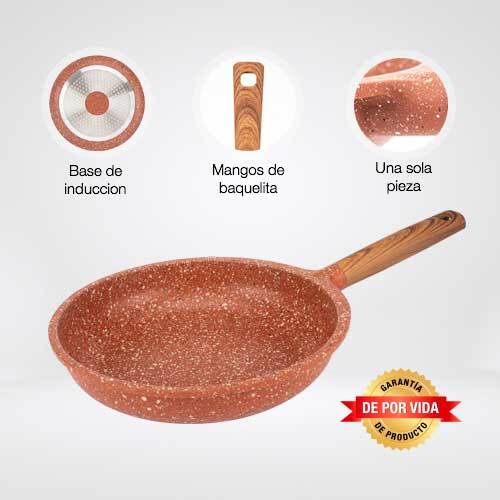 Sarten de aluminio 20 Cms Volcano rock terracota + envio a todo mexico
