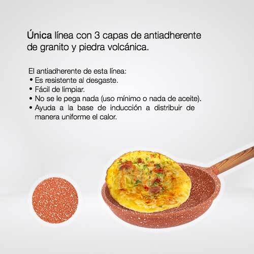 Sarten de aluminio 20 Cms Volcano rock terracota + envio a todo mexico